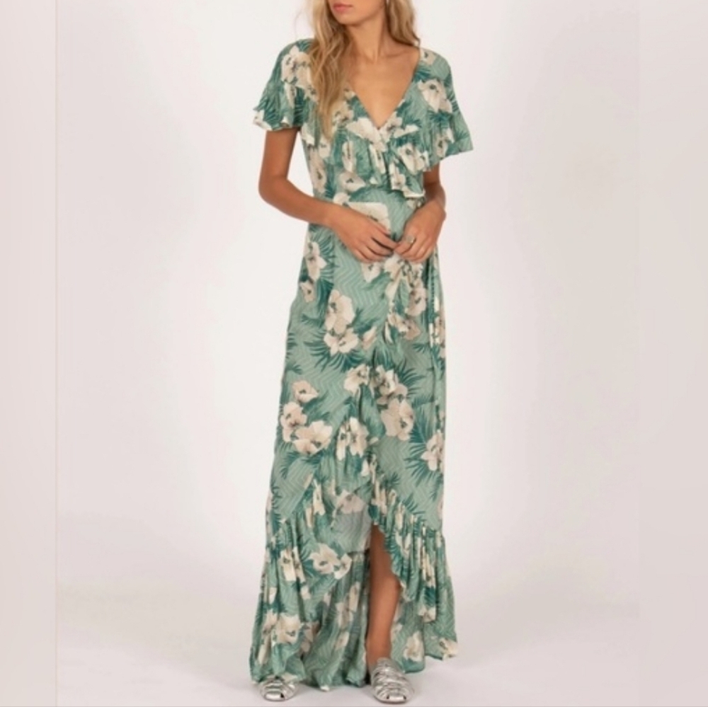 Amuse Society Floral Green Maxi Dress